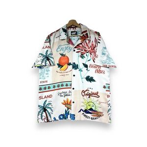 Fresh Prints Of Bel Air Hawaiian Floral Color-Block Camp Collar Shirt Medium